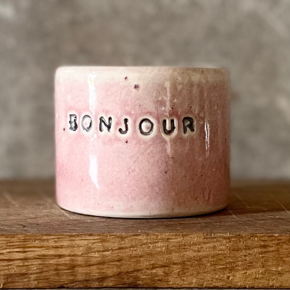 Pink small mug without handle BONJOUR