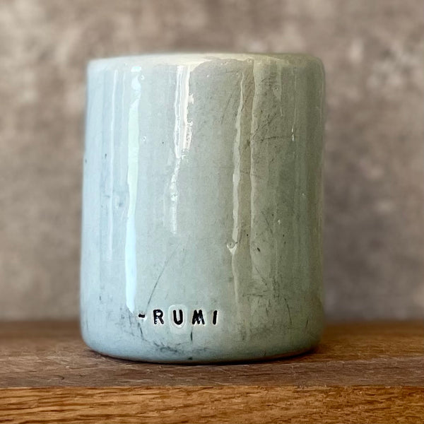 Ceramic blue mug with quote by Rumi