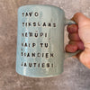 Blue mug with quote about goals