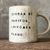 White ceramic mug with words about work