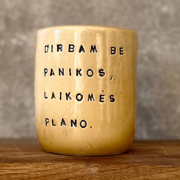 Yellow big tumbler mug with saying about work