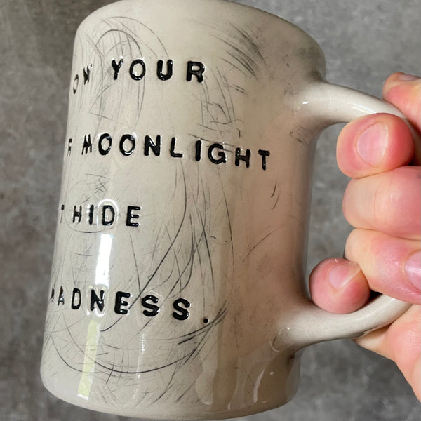 Big ceramic coffee mug with quote