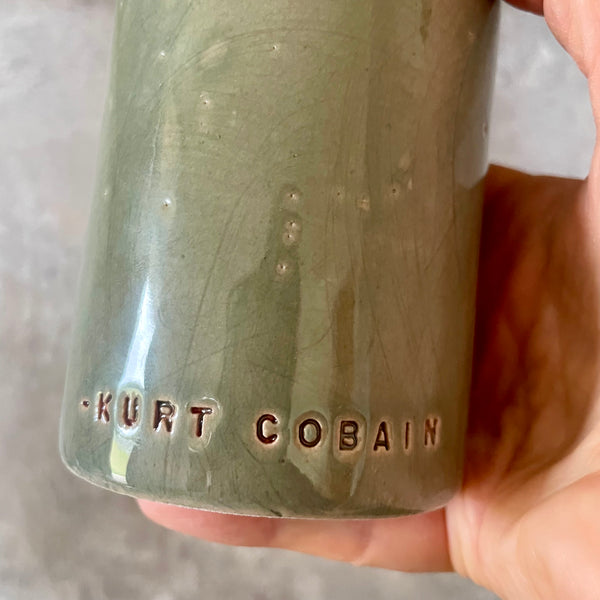 Ceramic mug with quote by Kurt Cobain