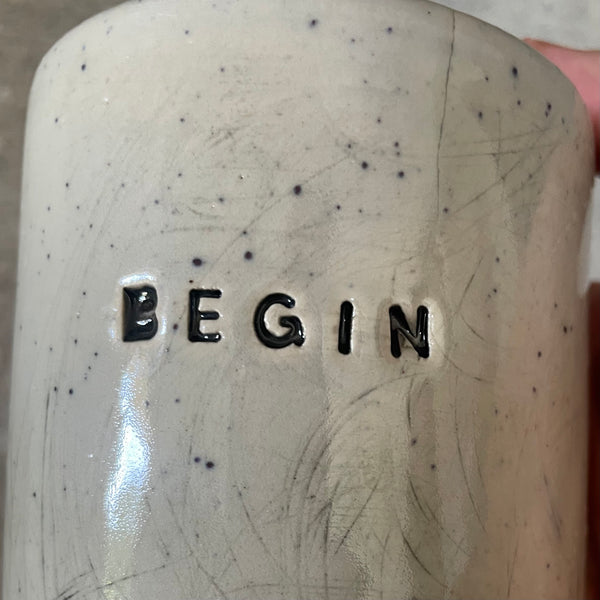 White mug without handle BEGIN