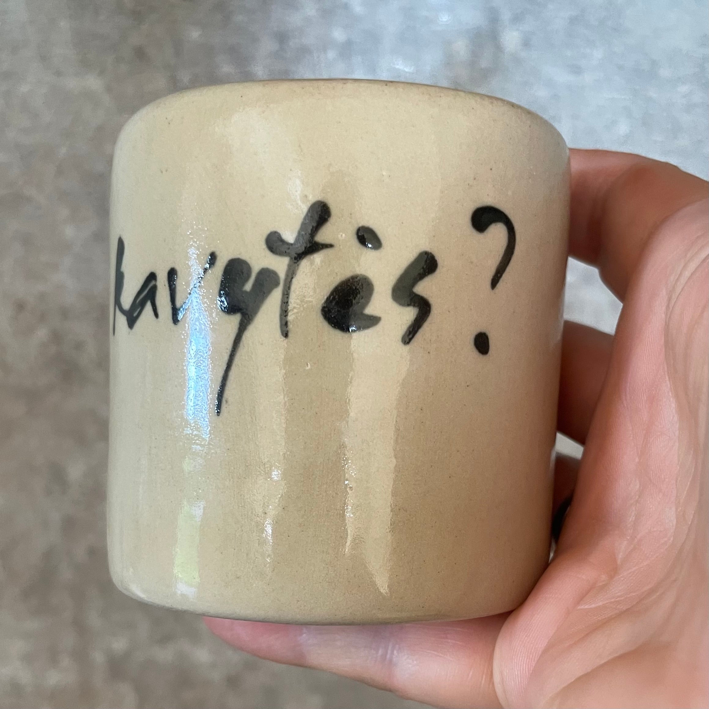 Limited edition beige painted cat mugs set