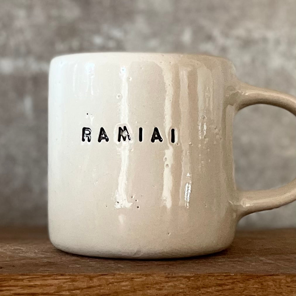 Ceramic mug with word in Lithuanian