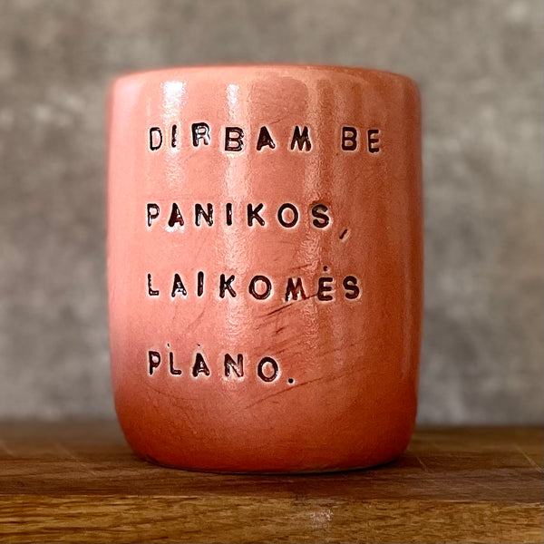 Red big tumbler mug with saying about work