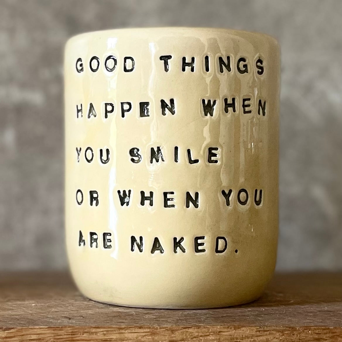 Ceramic coffee mug with funny saying