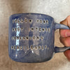 Blue coffee mug with quote by Kafka