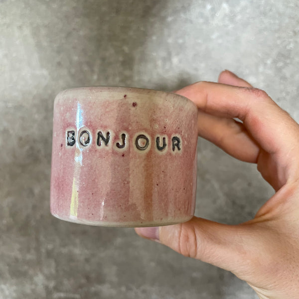 Pink small mug without handle BONJOUR