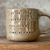 Brown mug with quote by S. Freud