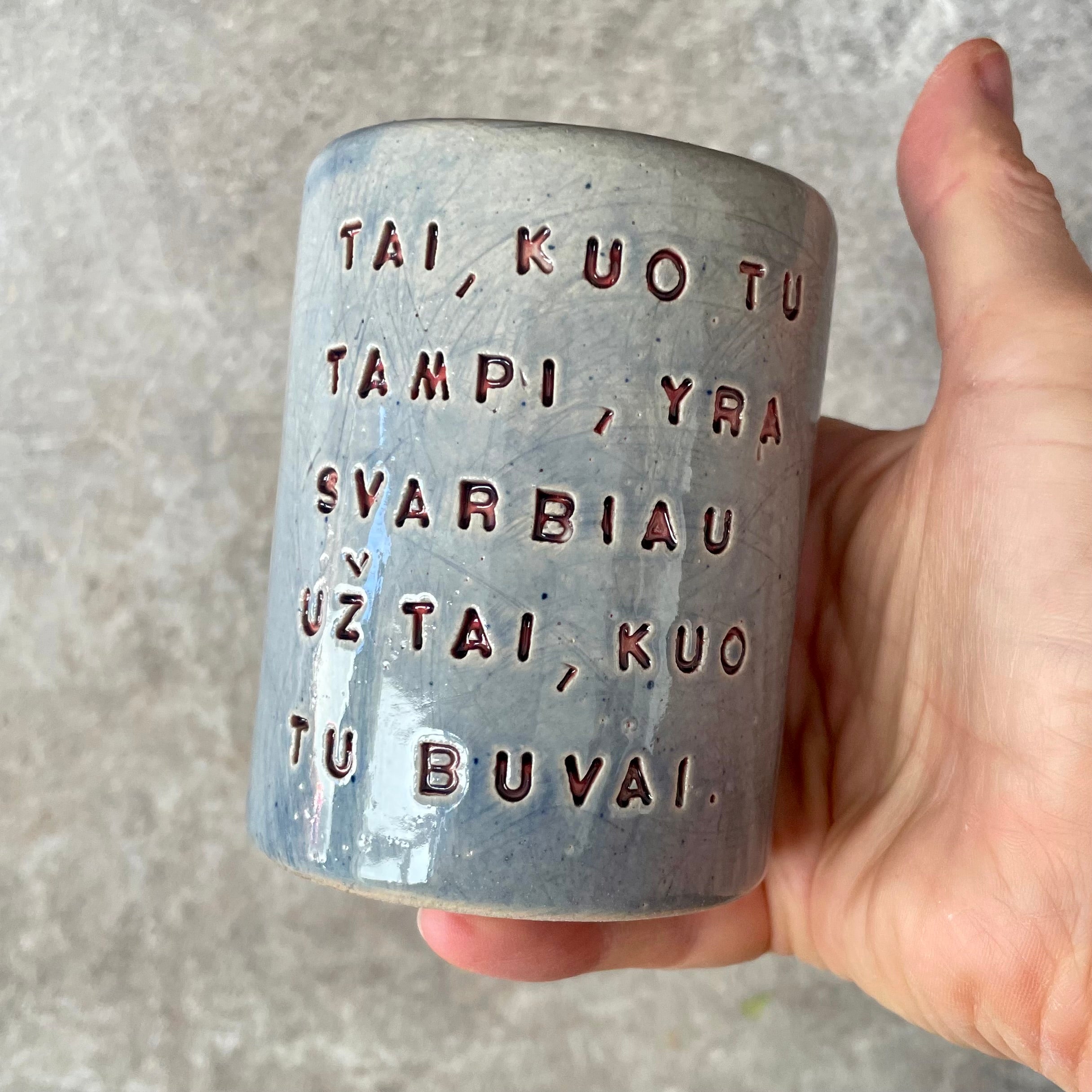 Blue inspirational mug