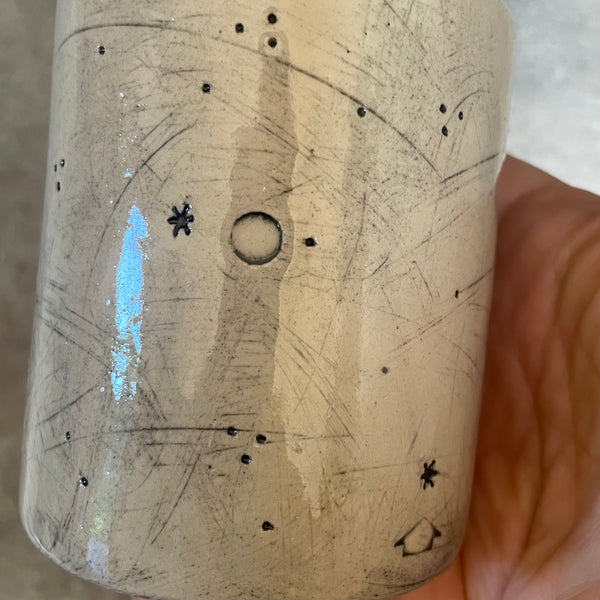 Ceramic tumbler mug with magic saying