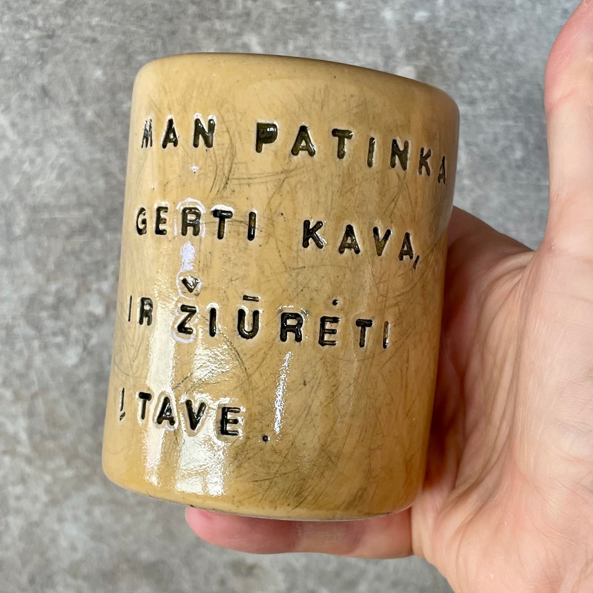 Yellow mug about coffee and you