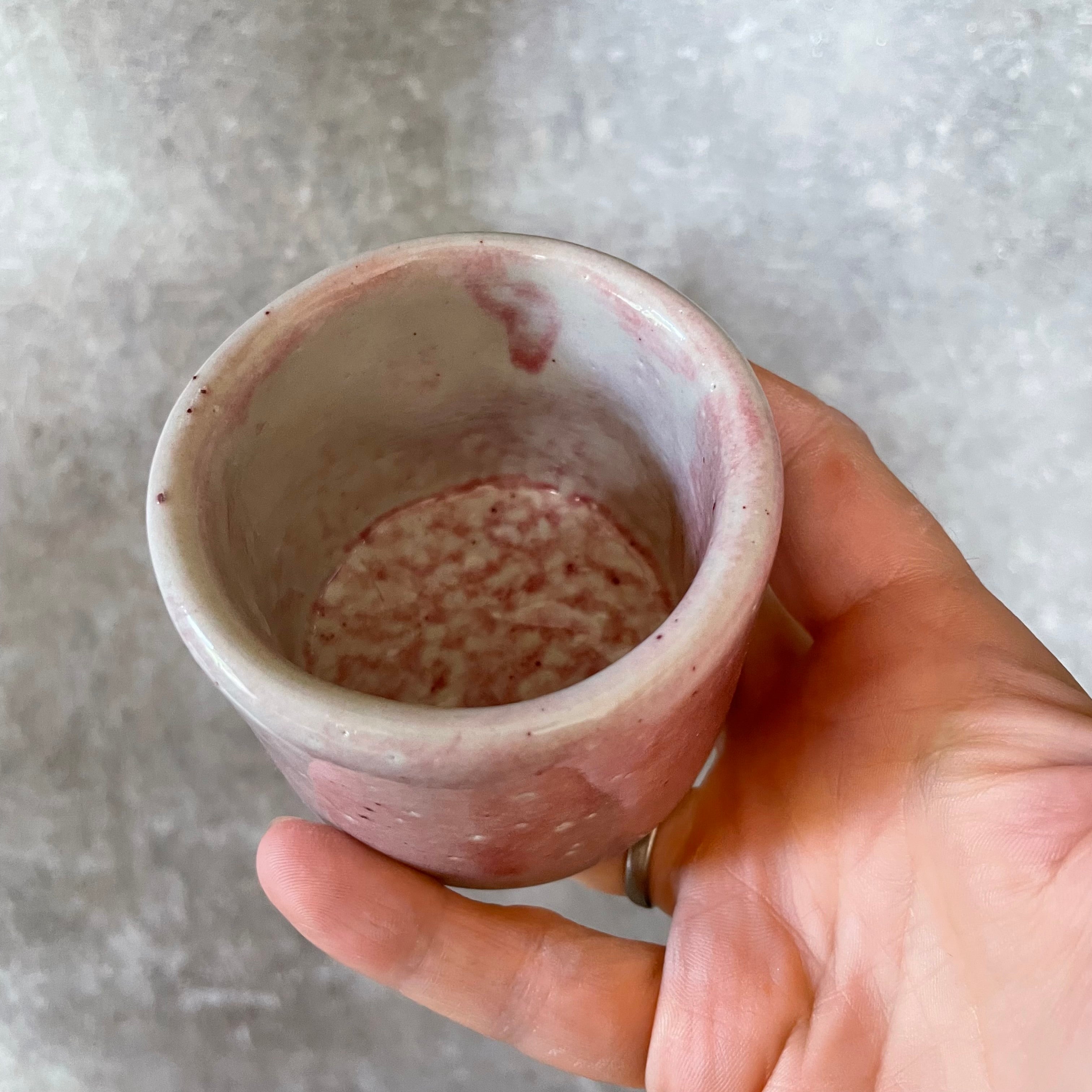 Pink small mug without handle BONJOUR