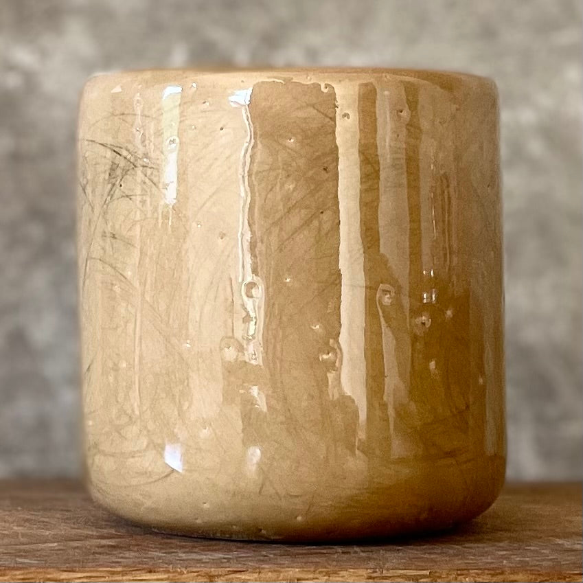 Bright yellow tumbler mug with inspirational words