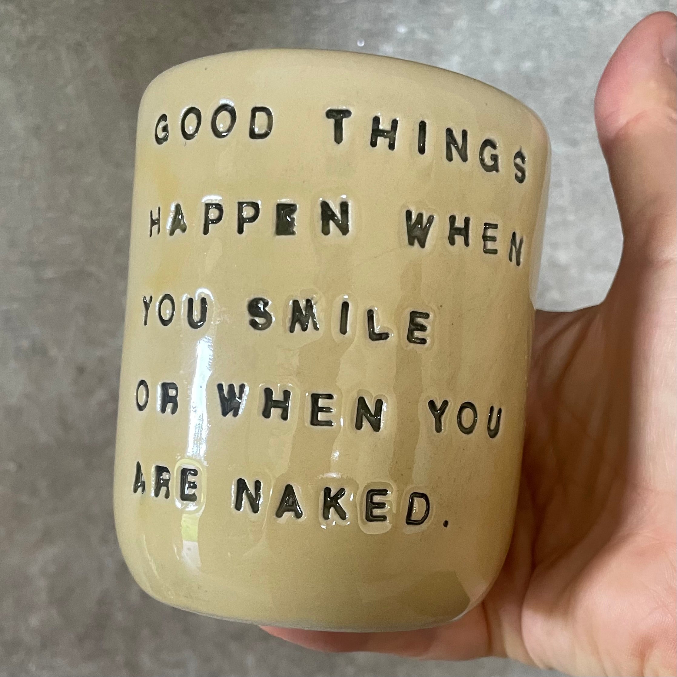 Ceramic coffee mug with funny saying