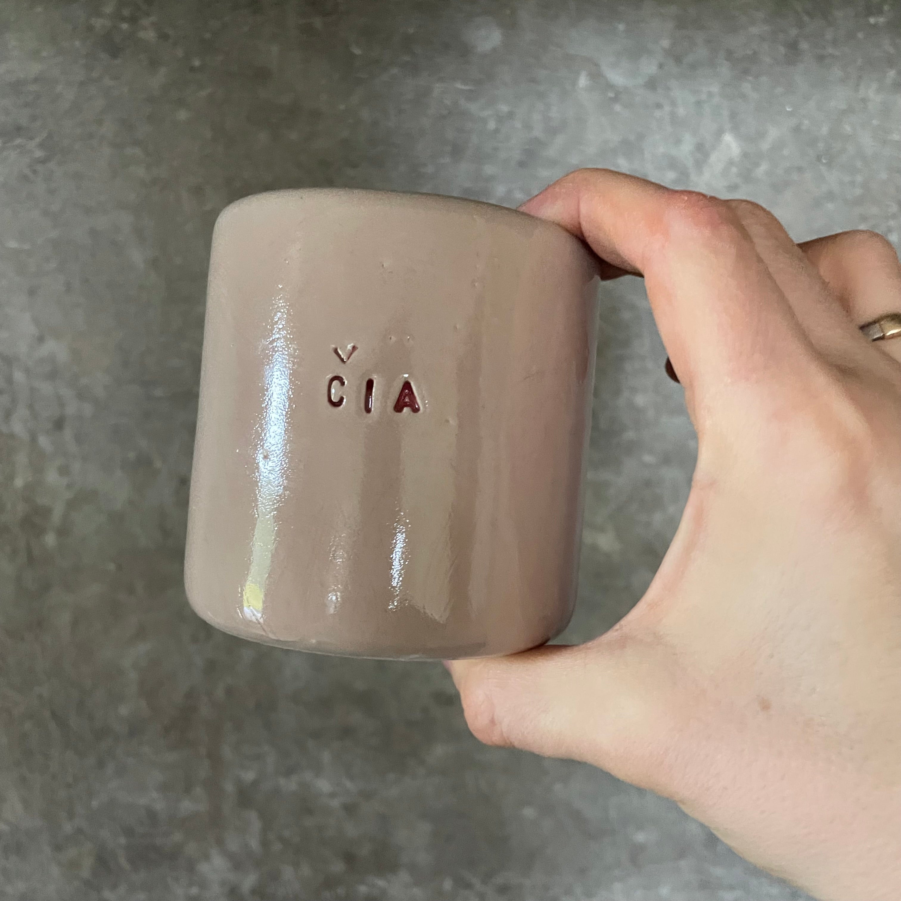 Pale pink ceramic mug