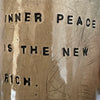 Beige large handmade ceramic mug with saying about peace