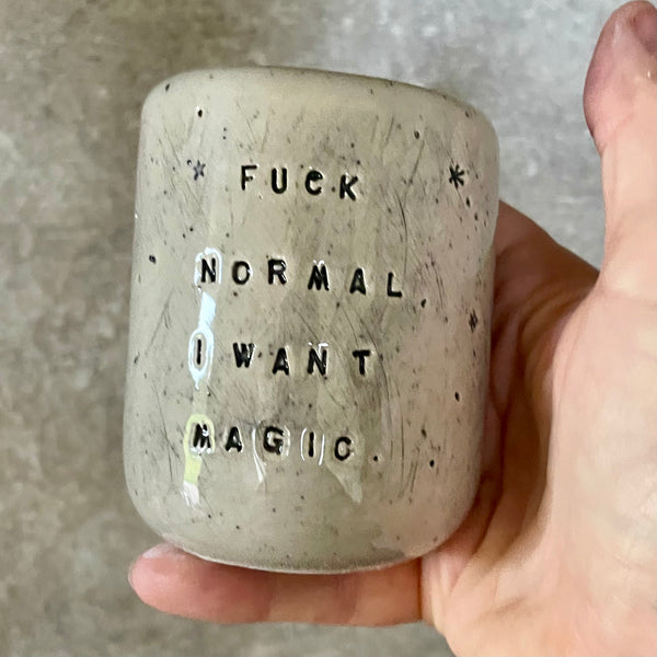 Two small tumbler mugs with funny saying