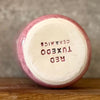 Raspberry pink mug with question