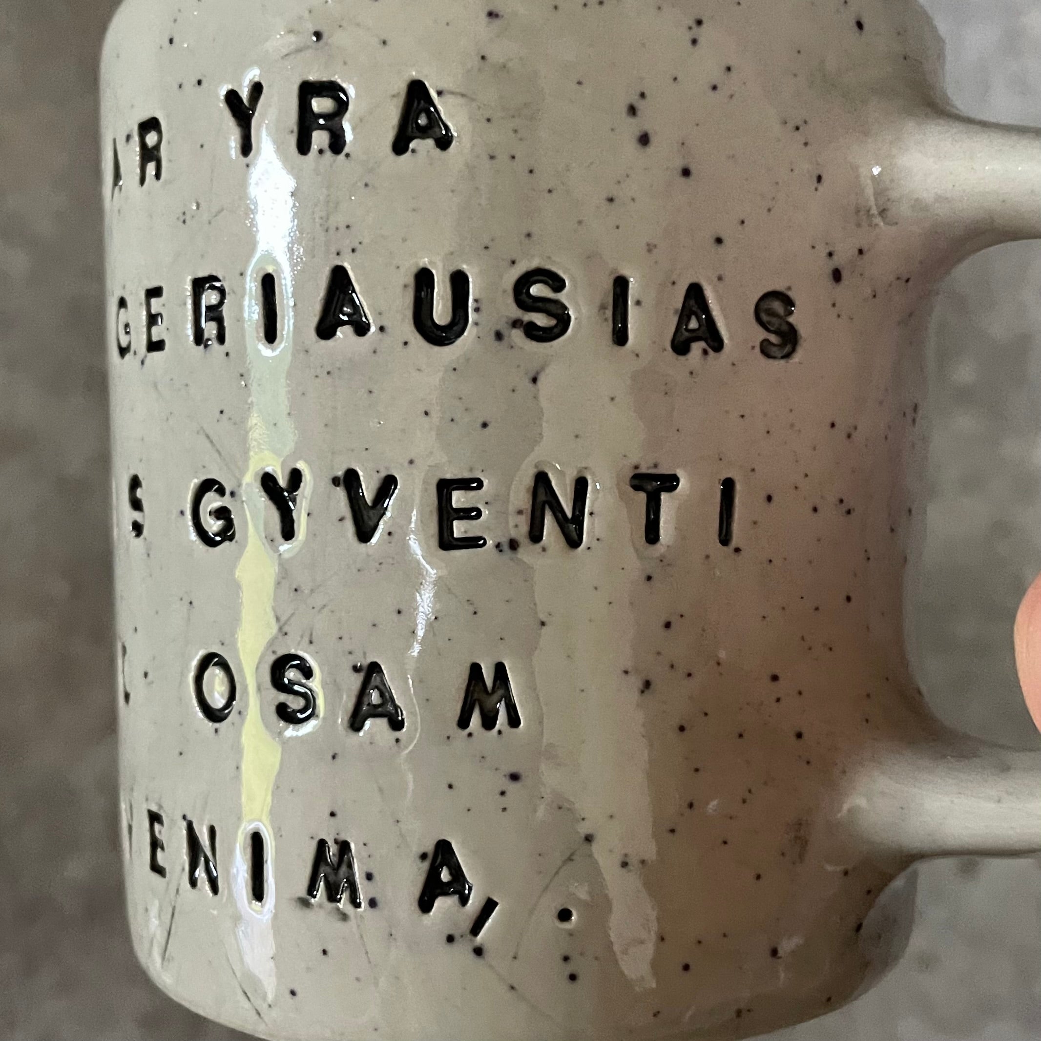 Ceramic mug about time and life