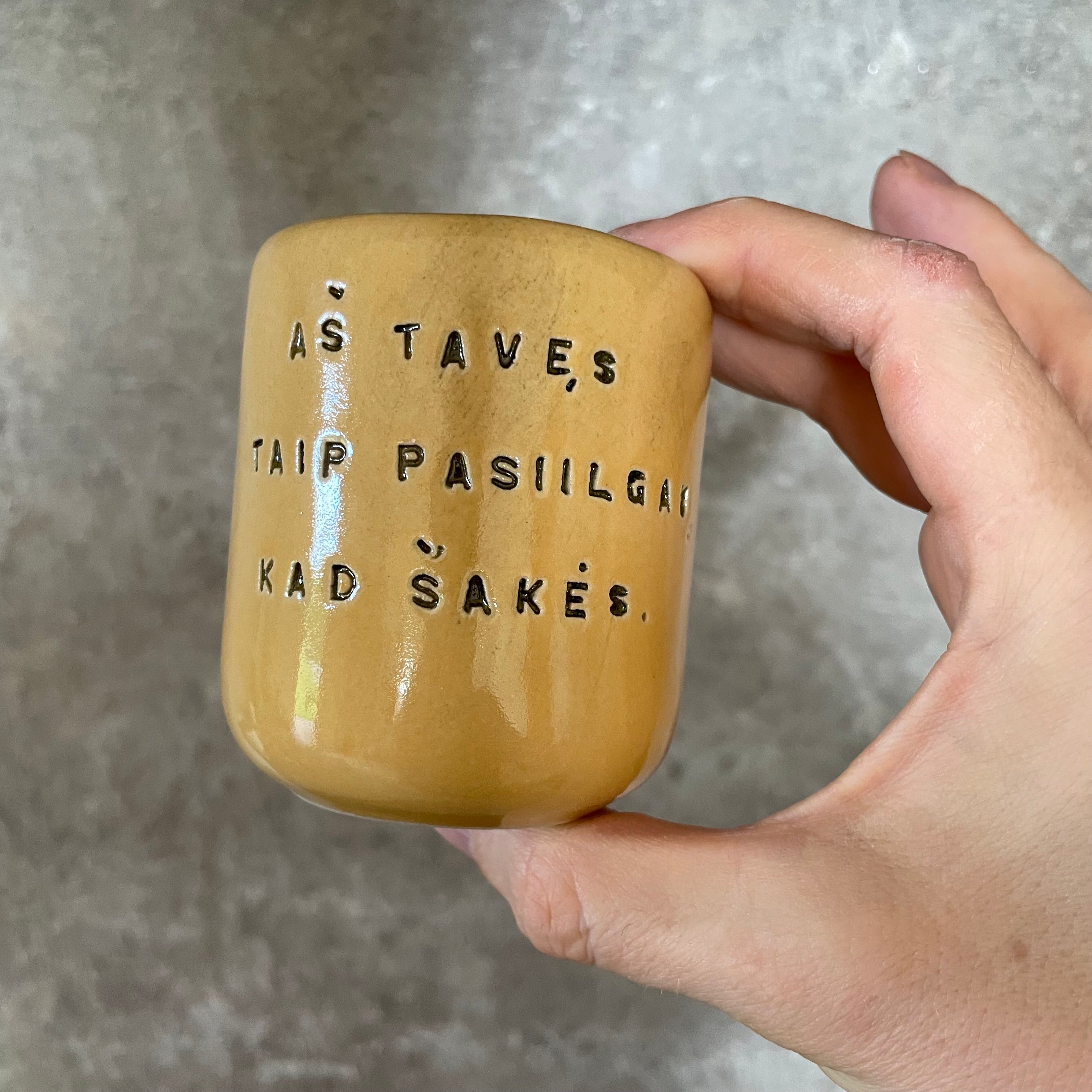 Yellow small mug without handle I MISS YOU