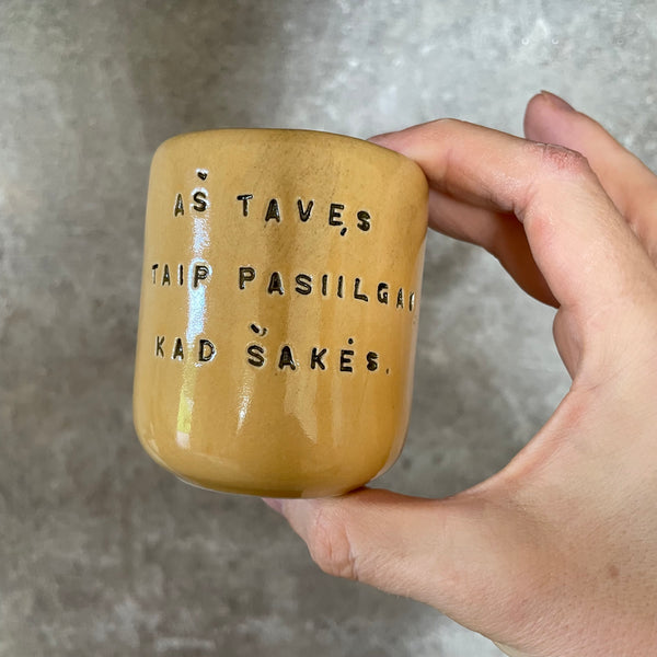 Yellow small mug without handle I MISS YOU