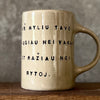 Beige mug with love saying in Lithuanian