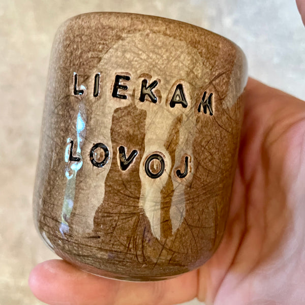 Brown small mugs without handle "Liekam lovoj'