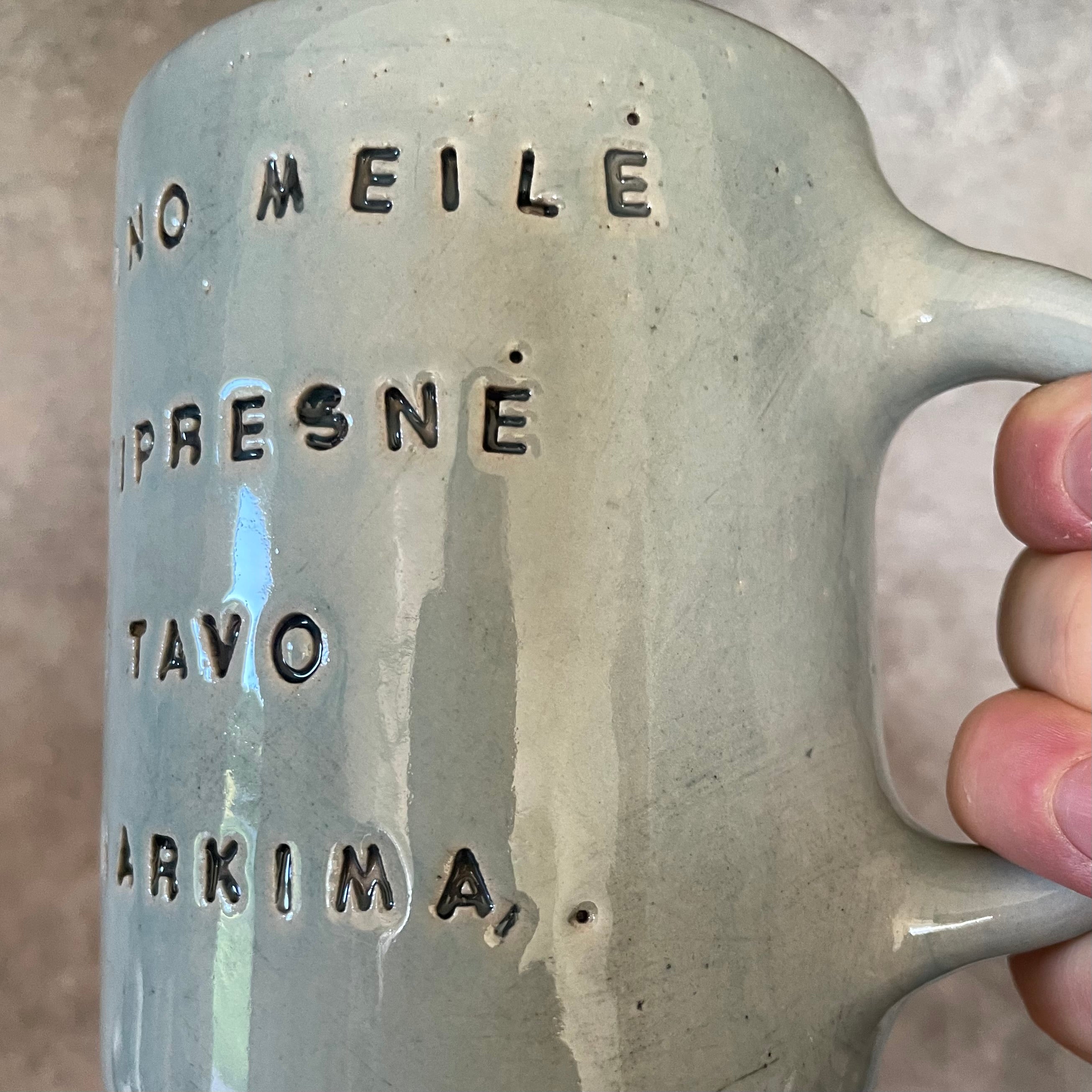 Big blue mug with lovely saying about snore