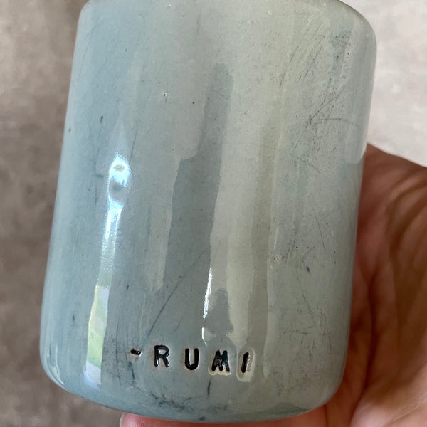 Ceramic blue mug with quote by Rumi