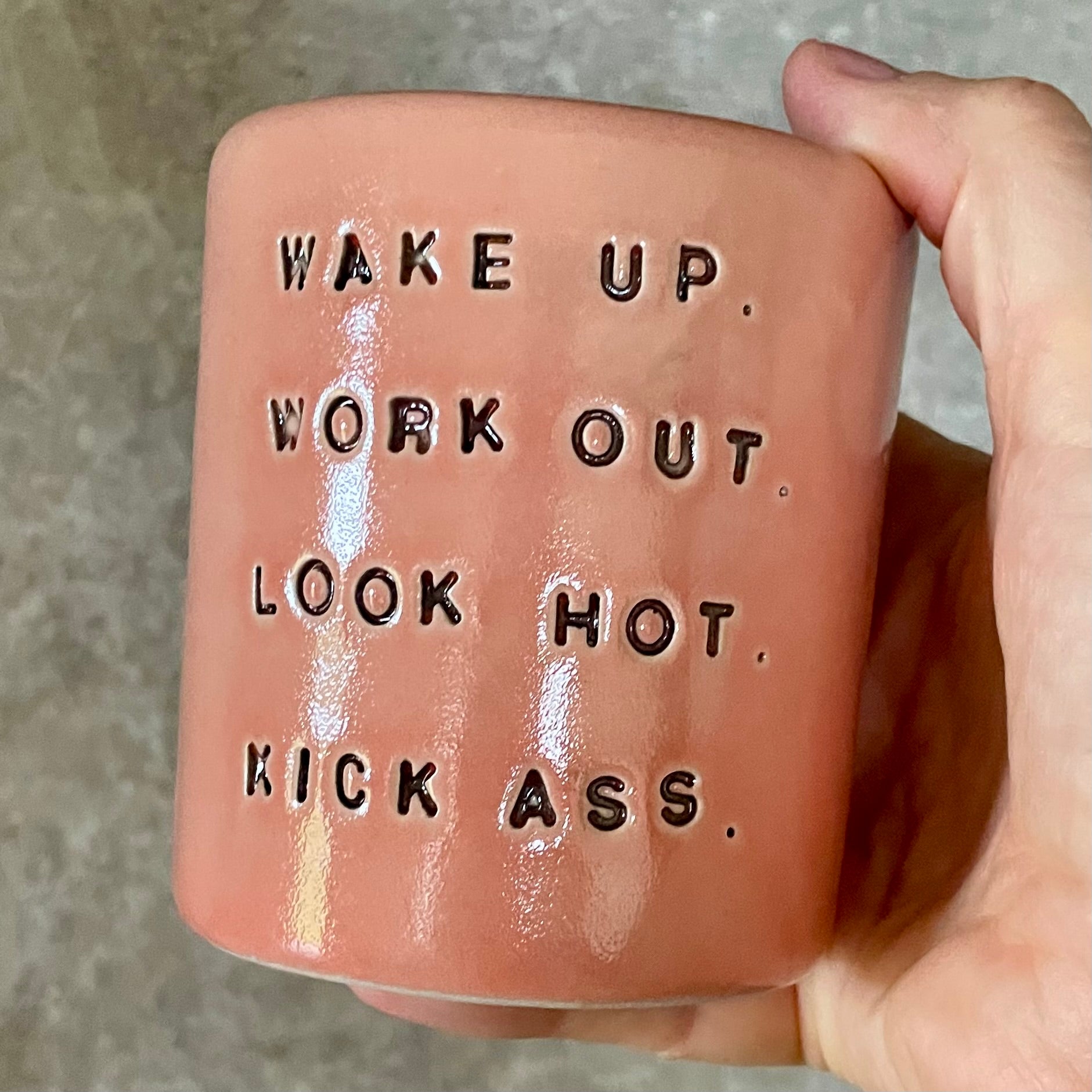 Red coffee mug without handle