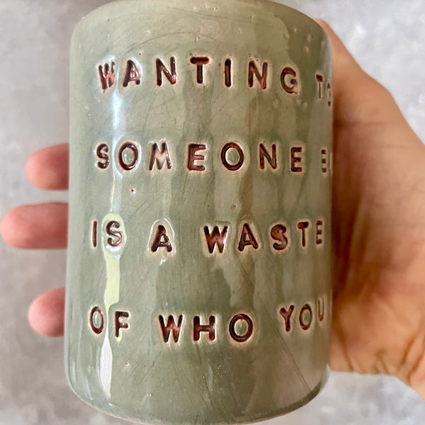 Ceramic mug with quote by Kurt Cobain