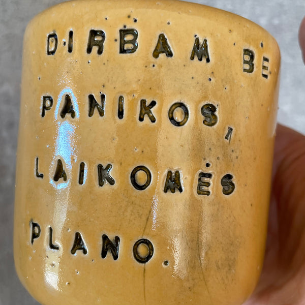 Tumbler mug with words about work