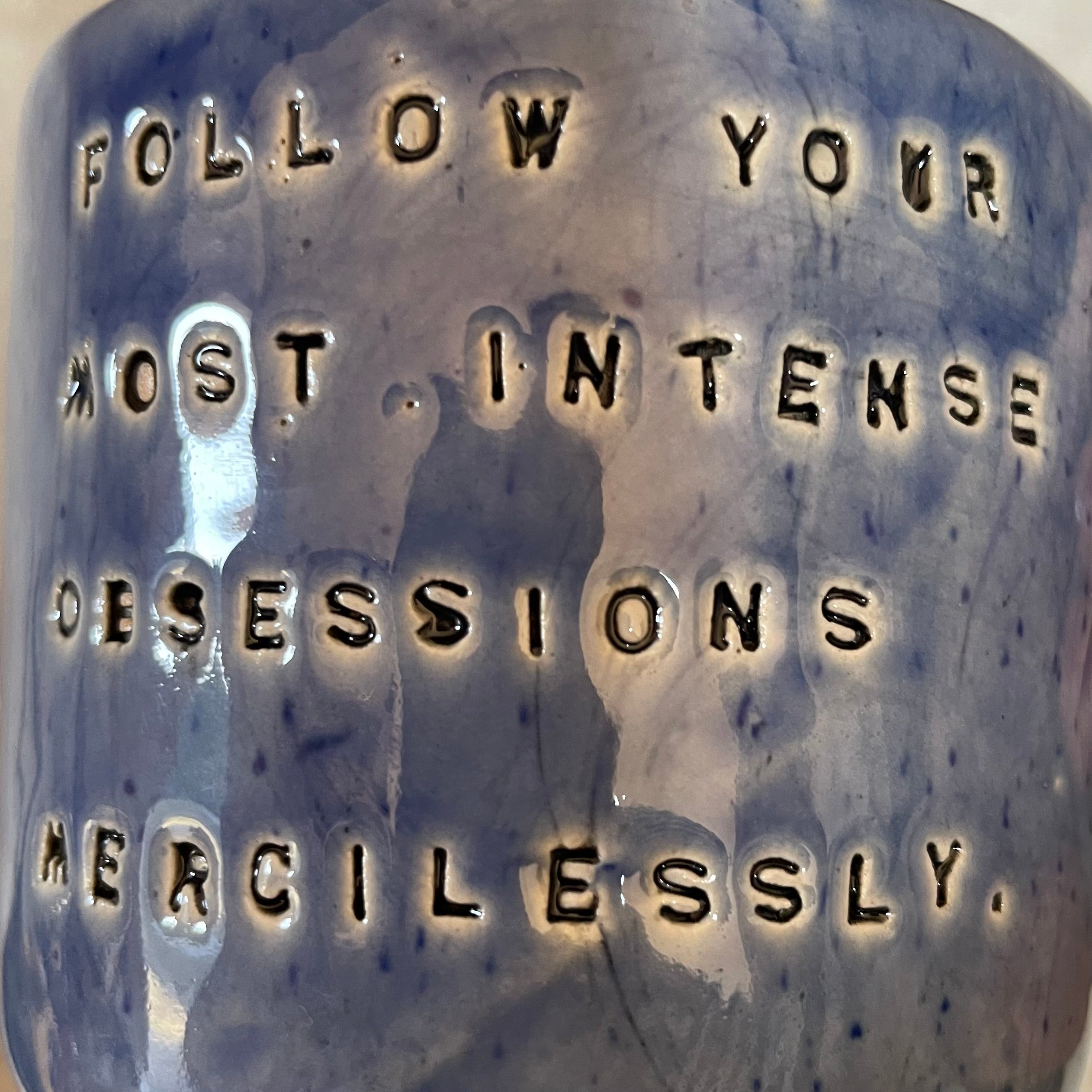 Blue coffee mug with quote by Kafka