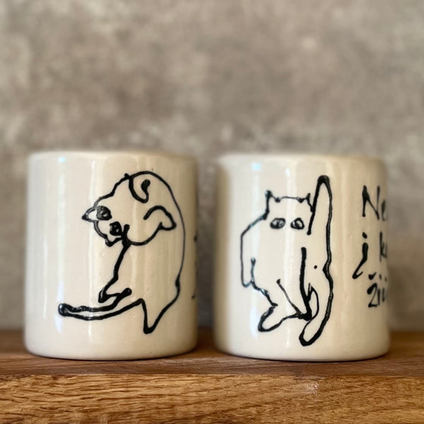 Limited edition painted cat mugs set