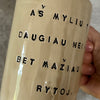 Beige mug with love saying in Lithuanian