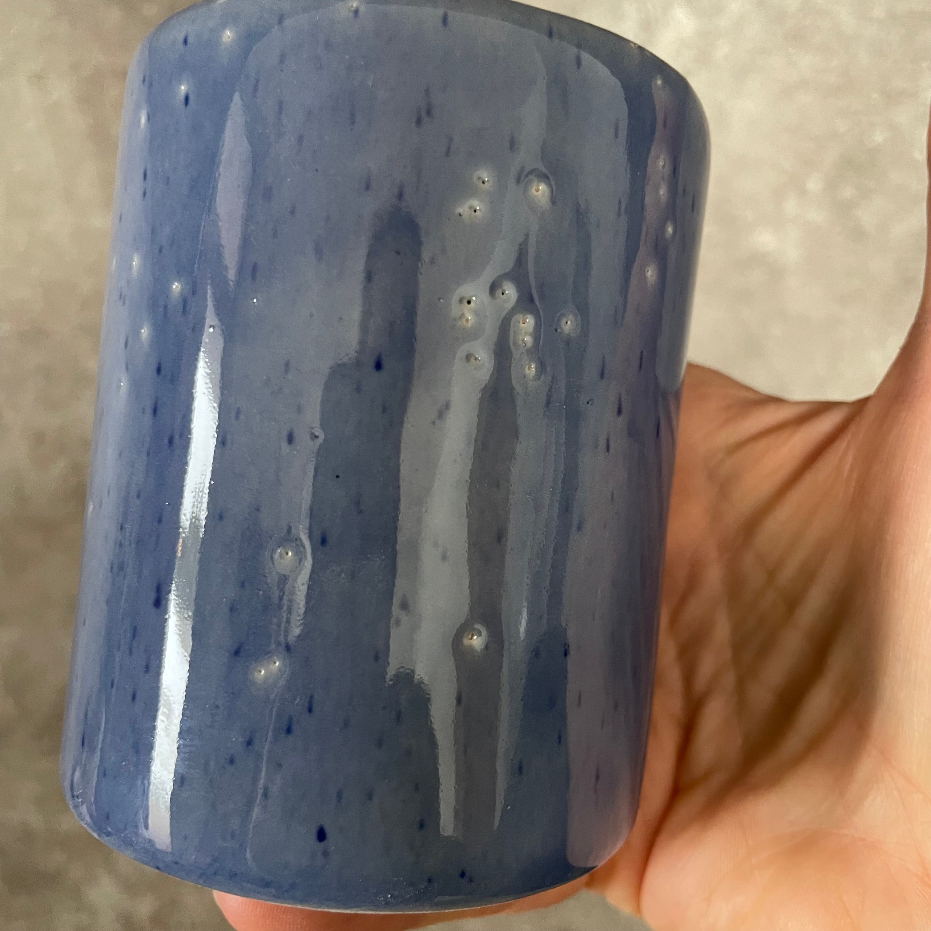 Blue ceramic tumbler mug with funny saying