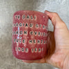 Pink tumbler mug with funny phrase in Lithuanian