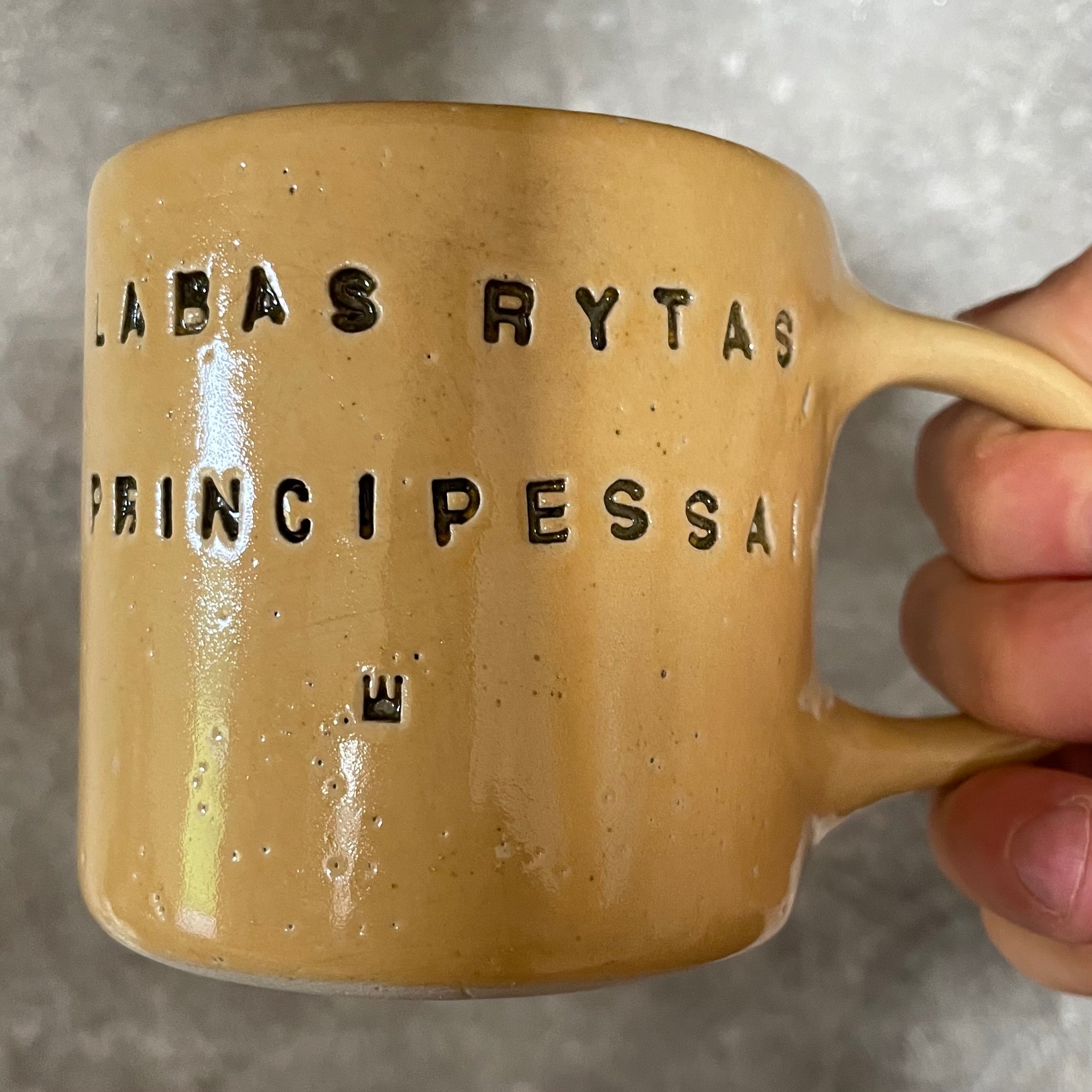 Yellow handmade mug for her