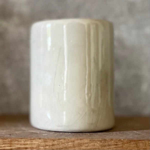 White tumbler mug with saying about work