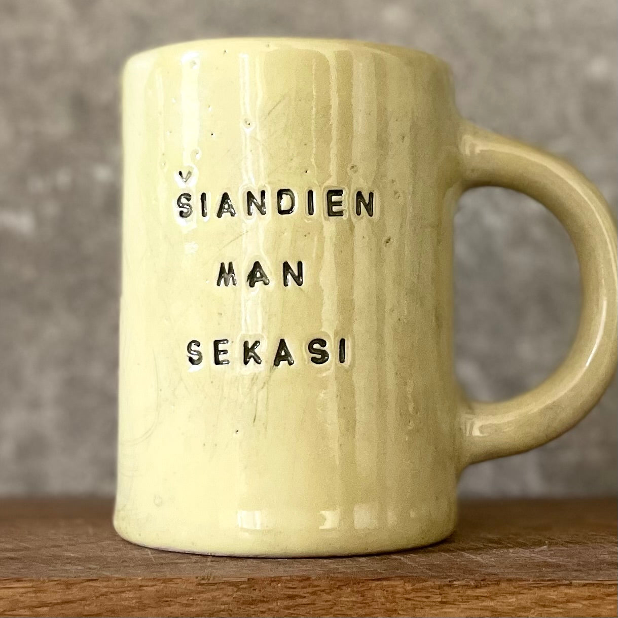 Yellow large ceramic mug about luck