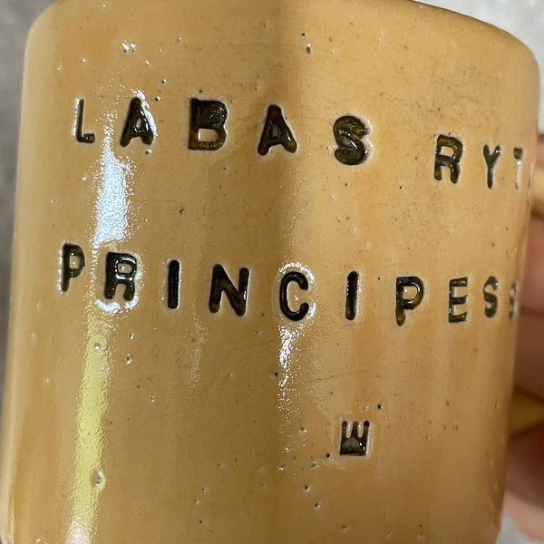 Yellow handmade mug for her