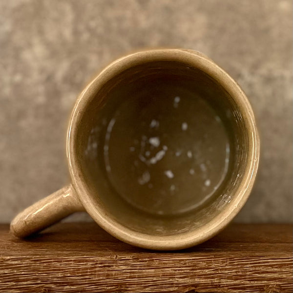 Beige large handmade ceramic mug with saying about peace