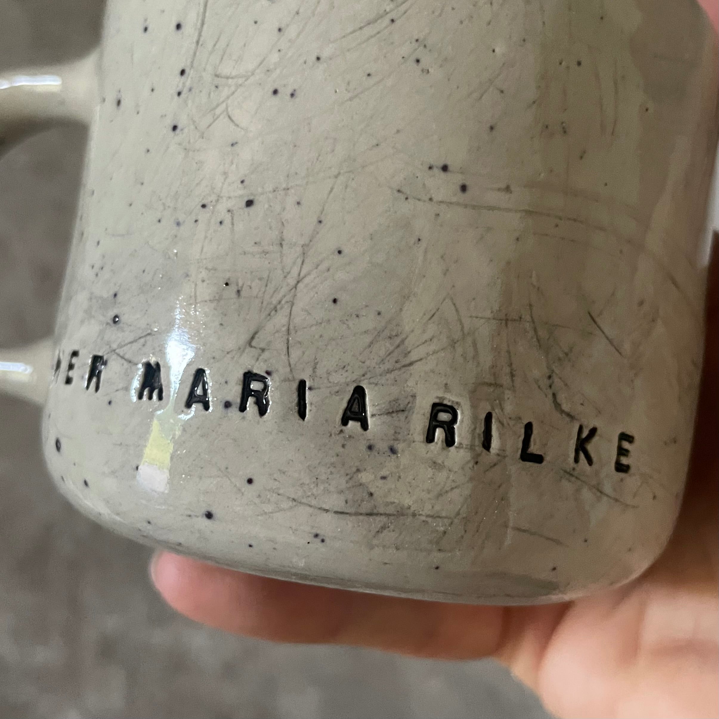 Ceramic mug with quote by Rilke