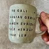 Blue mug with funny saying in mixed Lithuanian