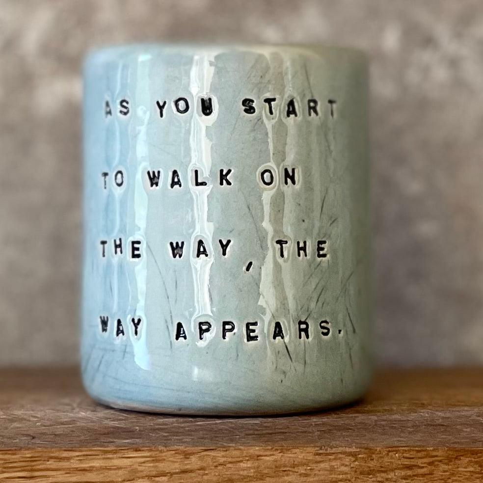 Ceramic blue mug with quote by Rumi