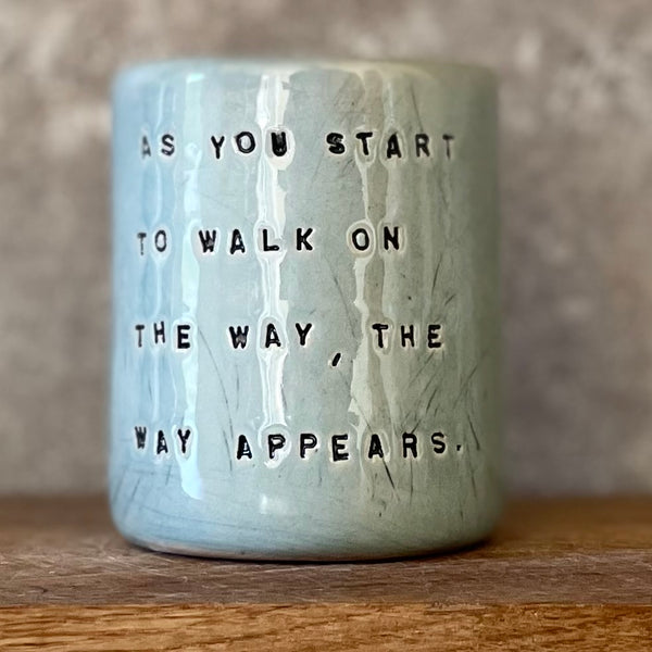 Ceramic blue mug with quote by Rumi