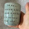 Blue mug with funny phrase in Lithuanian
